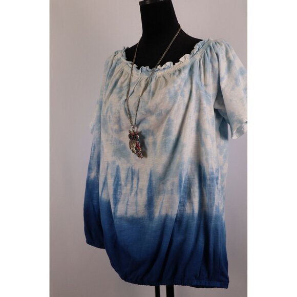 Lane Bryant Blue Tie-Dye Off-Shoulder Top Size XL18/20 - Picture 2 of 9